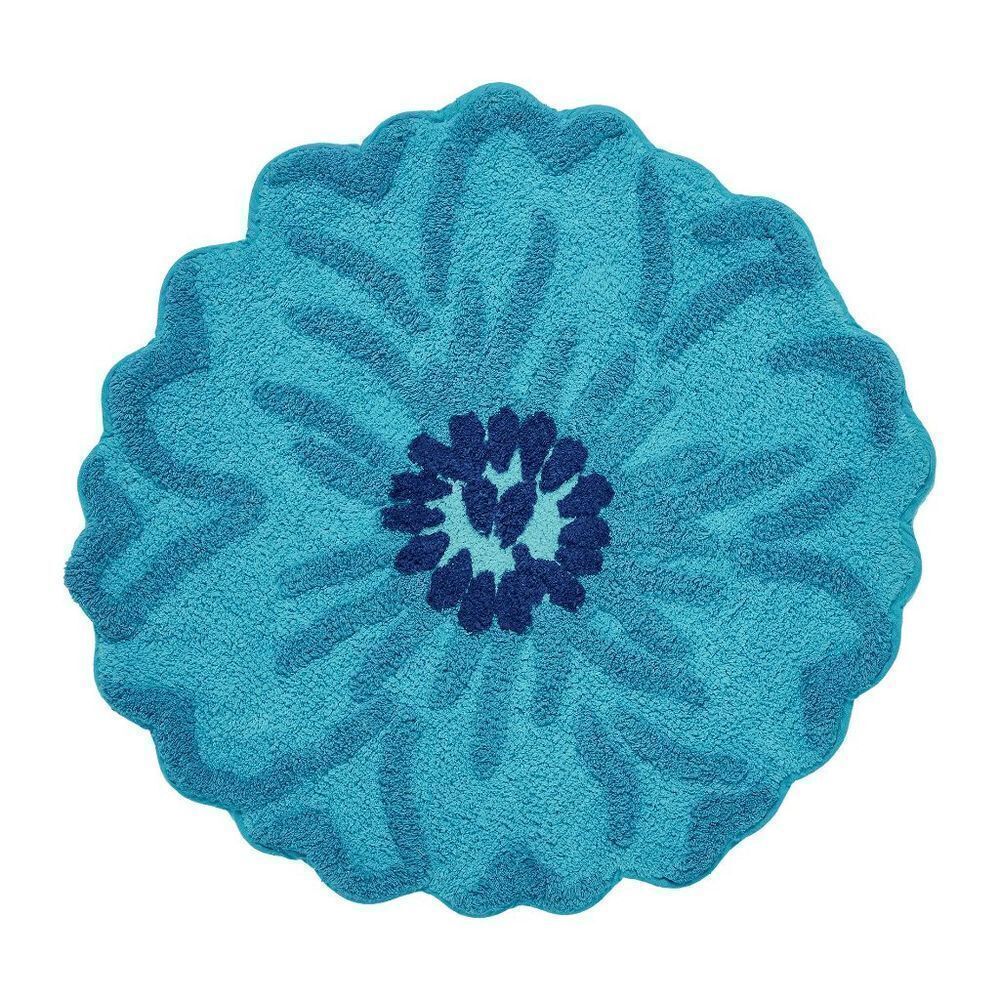 NWT The Pioneer Woman Flower Round Teal Bath Rug, 26" x 26"